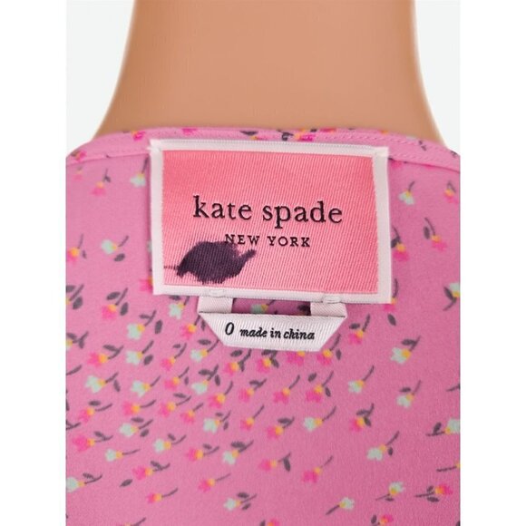 KATE SPADE 0 New Meadow Faux Wrap Dress in Pink Floral NWOT - Picture 12 of 13